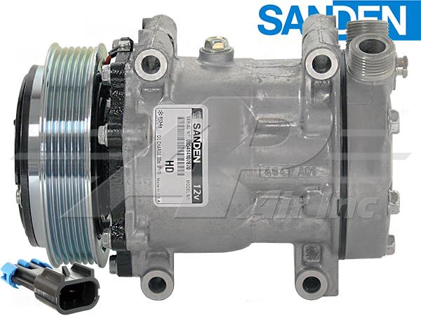 OE Sanden Compressor SD7H15 - 125mm, 6 Groove HD Clutch, 12V