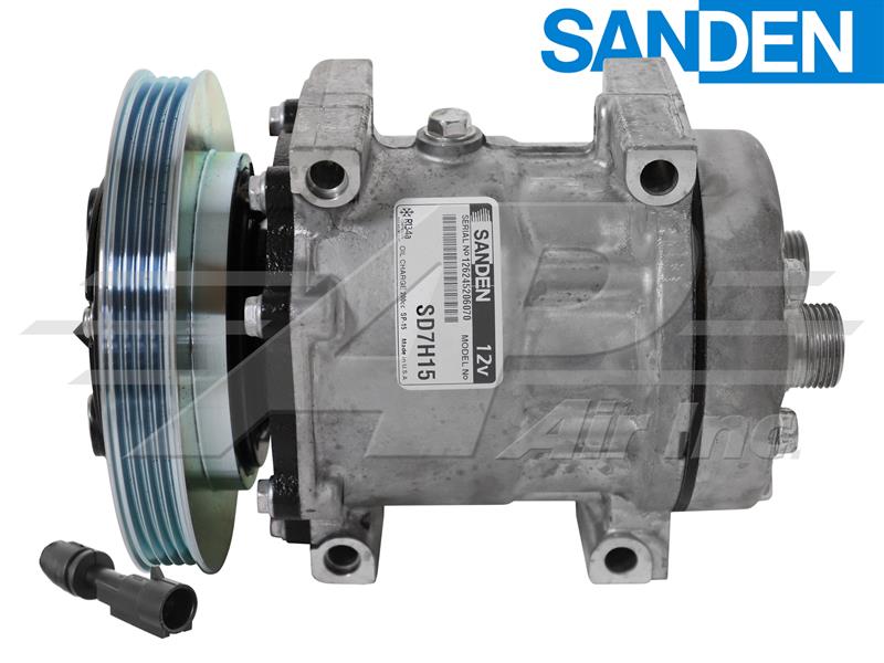 Original Sanden Compressor SD7H15, 152mm, 4 Groove Clutch, 12V