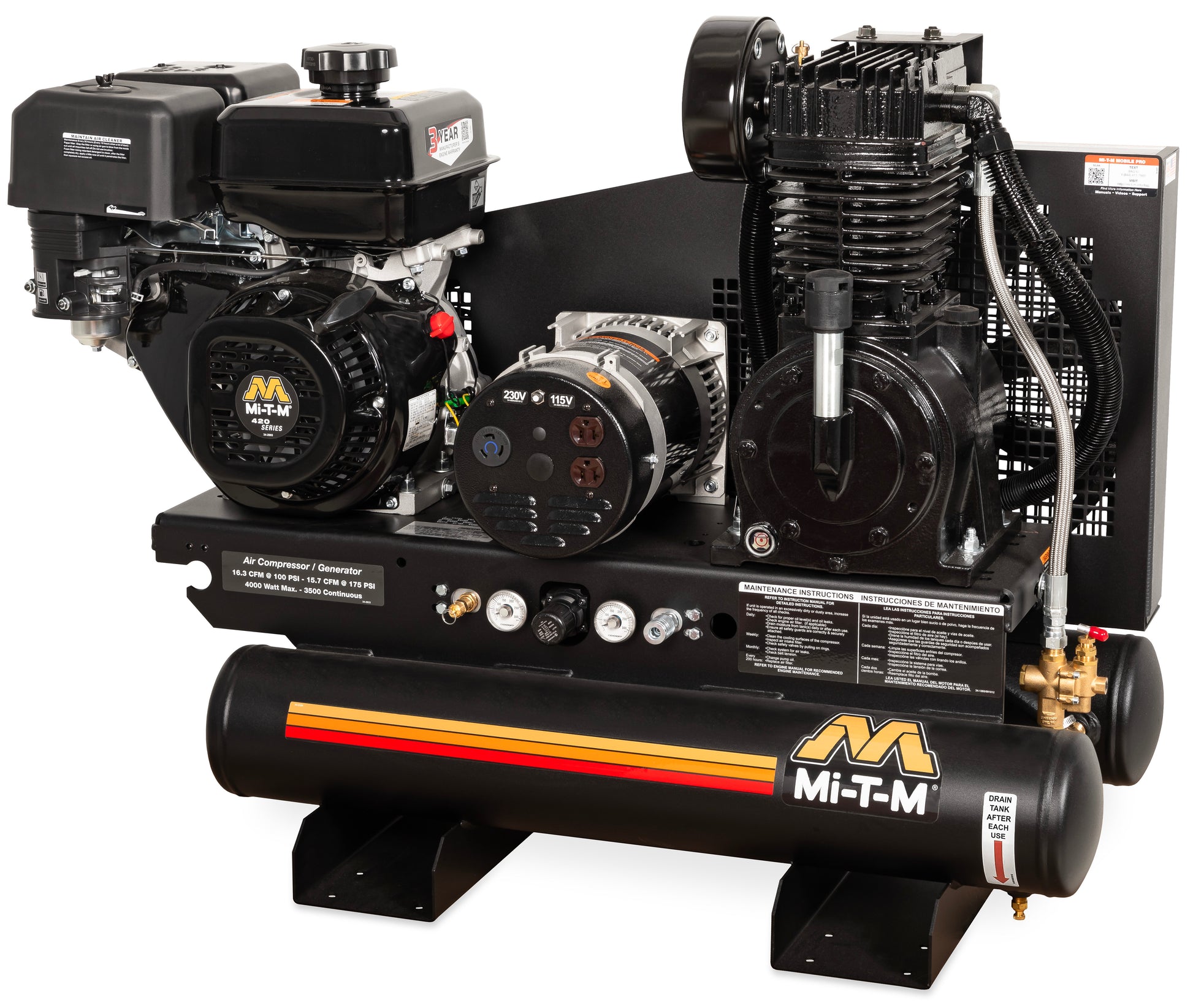 Mi-T-M AG2-SM14-08M1 90 PSI air compressor generator